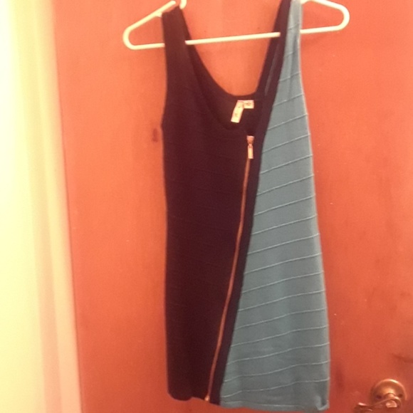 Asymmetric zip bandage bodycon dress color block M - Picture 1 of 5